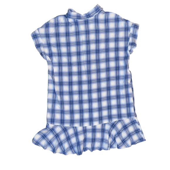 Lauren Ralph Lauren Blue Gingham Plaid Button Up Tunic with Ruffle Hem Size M - Picture 2 of 5